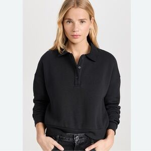 Z Supply Soho Pullover Sweatshirt Black Cotton Blend Casual Lounge